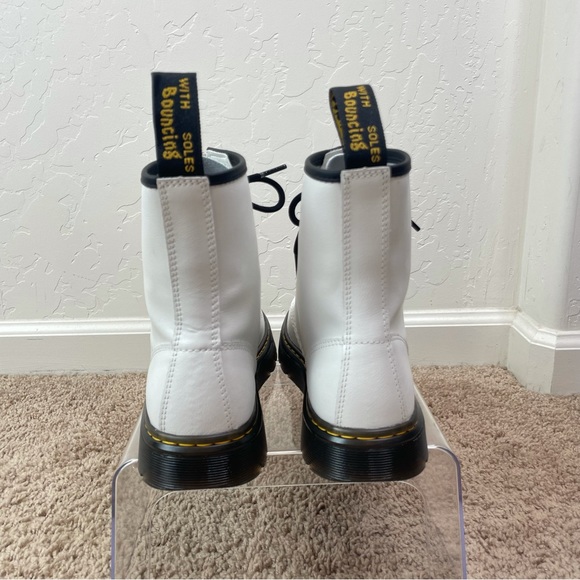 NEW Dr. Martens Docs Zavala White Coated Leather Lace-Up Combat Ankle Boots - Picture 6 of 16